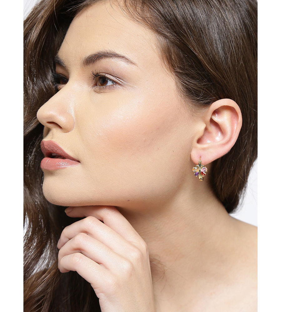 YouBella Red  Purple Gold-Plated Stone Stud Earrings